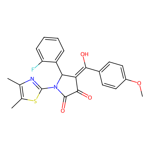(4E)-1-(4,5-dimethyl-1,3-thiazol-2-yl)-5-(2-fluorophenyl)-4-[hydroxy(4-methoxyphenyl)methylidene]pyrrolidine-2,3-dione structure