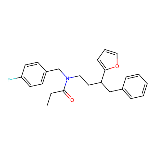 N-(4-fluorobenzyl)-N-(3-(furan-2-yl)-4-phenylbutyl)propionamide structure