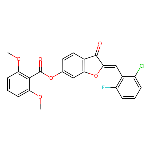 [2-[(2-chloro-6-fluoro-phenyl)methylidene]-3-oxo-benzofuran-6-yl] 2,6-dimethoxybenzoate structure
