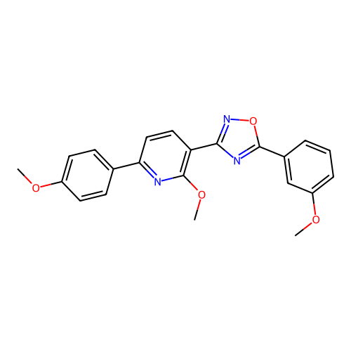 2-methoxy-6-(4-methoxyphenyl)-3-[5-(3-methoxyphenyl)-1,2,4-oxadiazol-3-yl]pyridine structure