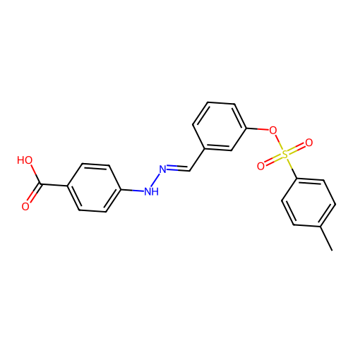 4-[(2E)-2-(3-{[(4-methylphenyl)sulfonyl]oxy}benzylidene)hydrazinyl]benzoic acid structure