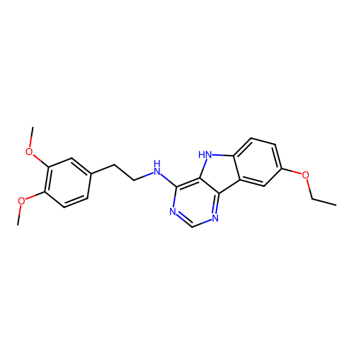 N-[2-(3,4-dimethoxyphenyl)ethyl]-8-ethoxy-5H-pyrimido[5,4-b]indol-4-amine structure