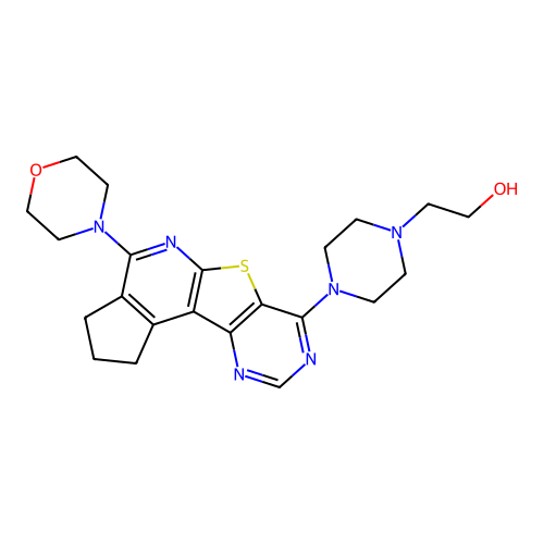 2-(4-(4-morpholino-2,3-dihydro-1H-cyclopenta[4',5']pyrido[3',2':4,5]thieno[3,2-d]pyrimidin-7-yl)piperazin-1-yl)ethanol structure