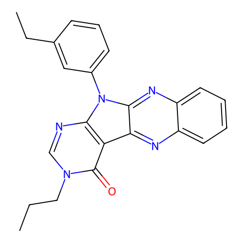 11-(3-ethylphenyl)-3-propyl-3H-pyrimido[5',4':4,5]pyrrolo[2,3-b]quinoxalin-4(11H)-one structure