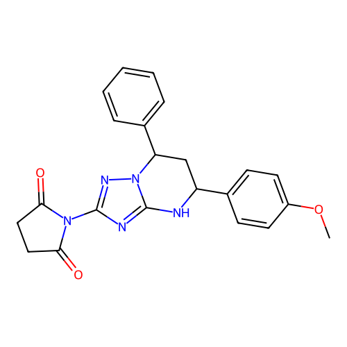 1-(5-(4-methoxyphenyl)-7-phenyl-4,5,6,7-tetrahydro-[1,2,4]triazolo[1,5-a]pyrimidin-2-yl)pyrrolidine-2,5-dione structure