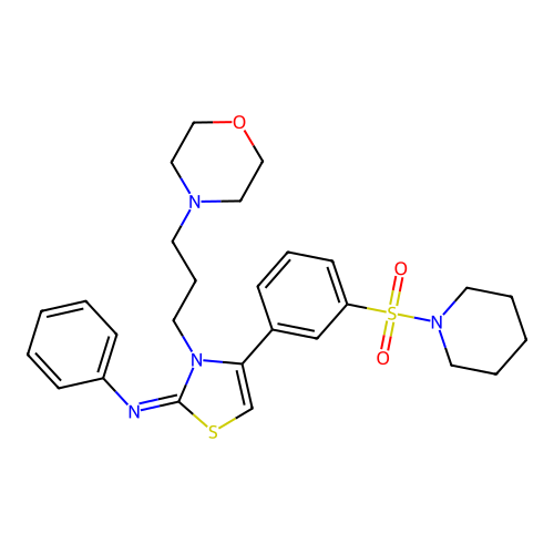 N-[(2Z)-3-[3-(morpholin-4-yl)propyl]-4-[3-(piperidin-1-ylsulfonyl)phenyl]-1,3-thiazol-2(3H)-ylidene]aniline structure