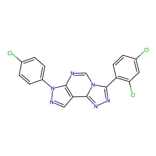 C18H9Cl3N6 structure