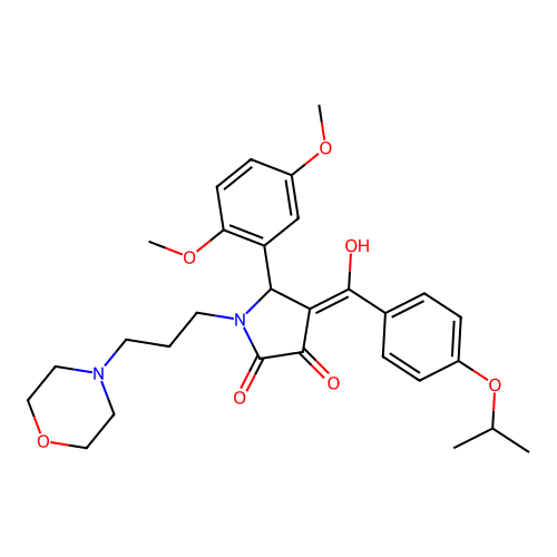 (4E)-5-(2,5-dimethoxyphenyl)-4-[hydroxy-(4-propan-2-yloxyphenyl)methylidene]-1-(3-morpholin-4-ylpropyl)pyrrolidine-2,3-dione structure