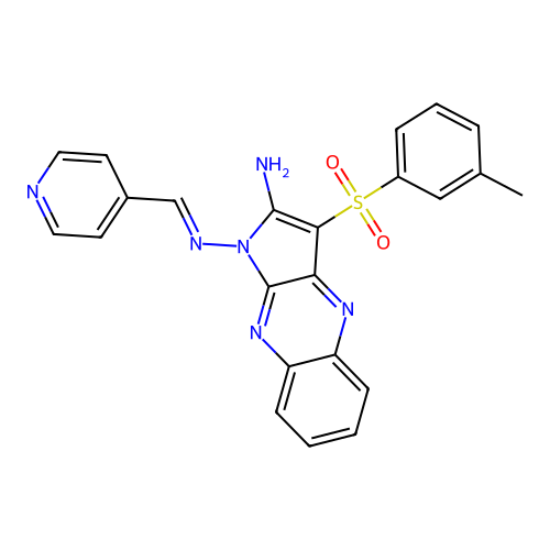 (1E)-3-(3-methylbenzenesulfonyl)-N1-[(pyridin-4-yl)methylidene]-1H-pyrrolo[2,3-b]quinoxaline-1,2-diamine structure