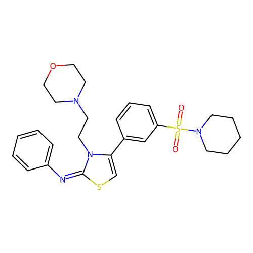 N-[(2Z)-3-[2-(morpholin-4-yl)ethyl]-4-[3-(piperidin-1-ylsulfonyl)phenyl]-1,3-thiazol-2(3H)-ylidene]aniline structure