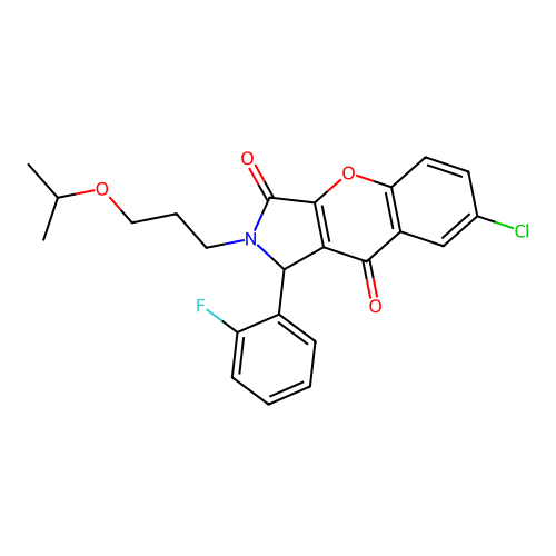 7-chloro-1-(2-fluorophenyl)-2-(3-isopropoxypropyl)-1,2-dihydrochromeno[2,3-c]pyrrole-3,9-dione structure