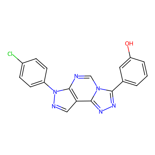 3-(7-(4-chlorophenyl)-7H-pyrazolo[4,3-e][1,2,4]triazolo[4,3-c]pyrimidin-3-yl)phenol structure