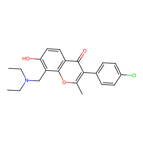 3-(4-chlorophenyl)-8-[(diethylamino)methyl]-7-hydroxy-2-methyl-4H-chromen-4-one structure