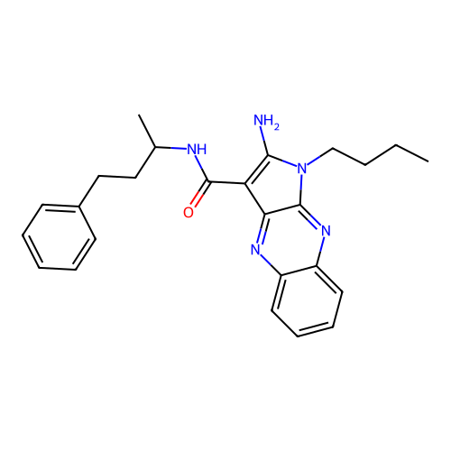 2-amino-1-butyl-N-(4-phenylbutan-2-yl)-1H-pyrrolo[2,3-b]quinoxaline-3-carboxamide structure