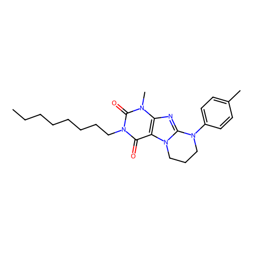 1-methyl-9-(4-methylphenyl)-3-octyl-1H,2H,3H,4H,6H,7H,8H,9H-pyrimido[1,2-g]purine-2,4-dione structure