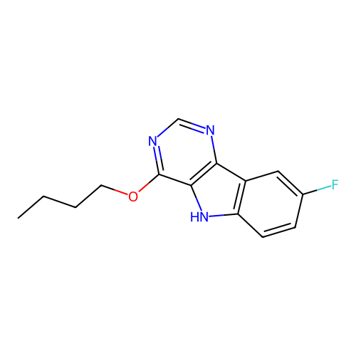 4-butoxy-8-fluoro-5H-pyrimido[5,4-b]indole structure