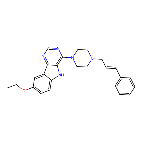 8-ethoxy-4-{4-[(2E)-3-phenylprop-2-en-1-yl]piperazin-1-yl}-5H-pyrimido[5,4-b]indole structure