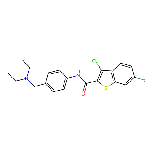 3,6-dichloro-N-[4-(diethylaminomethyl)phenyl]benzothiophene-2-carboxamide structure