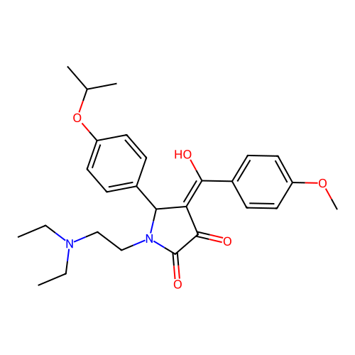 (4E)-1-(2-diethylaminoethyl)-4-[hydroxy-(4-methoxyphenyl)methylidene]-5-(4-propan-2-yloxyphenyl)pyrrolidine-2,3-dione structure