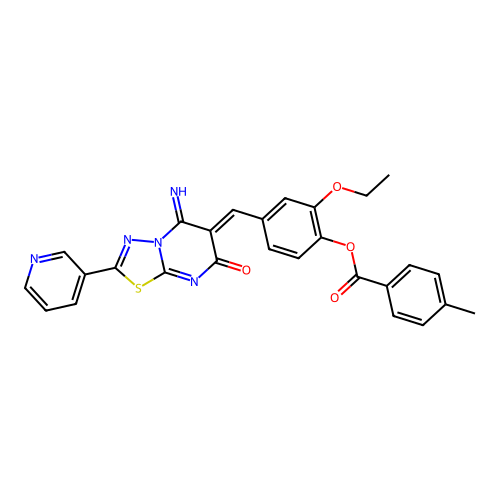 (Z)-2-ethoxy-4-((5-imino-7-oxo-2-(pyridin-3-yl)-5H-[1,3,4]thiadiazolo[3,2-a]pyrimidin-6(7H)-ylidene)methyl)phenyl 4-methylbenzoate structure
