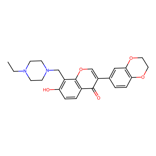 3-(2,3-dihydro-1,4-benzodioxin-6-yl)-8-[(4-ethylpiperazin-1-yl)methyl]-7-hydroxy-4H-chromen-4-one structure