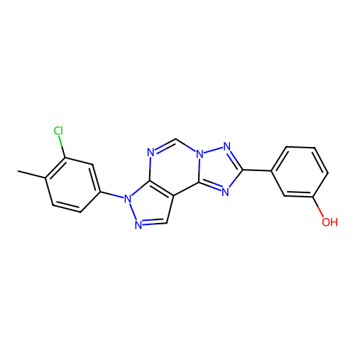 3-[7-(3-chloro-4-methylphenyl)-7H-pyrazolo[4,3-e][1,2,4]triazolo[1,5-c]pyrimidin-2-yl]phenol structure