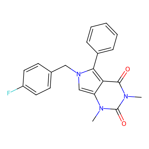 6-(4-fluorobenzyl)-1,3-dimethyl-5-phenyl-1H-pyrrolo[3,4-d]pyrimidine-2,4(3H,6H)-dione structure