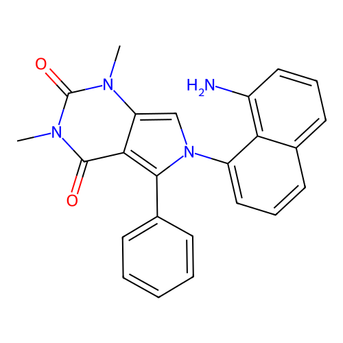 6-(8-aminonaphthalen-1-yl)-1,3-dimethyl-5-phenyl-1H-pyrrolo[3,4-d]pyrimidine-2,4(3H,6H)-dione structure