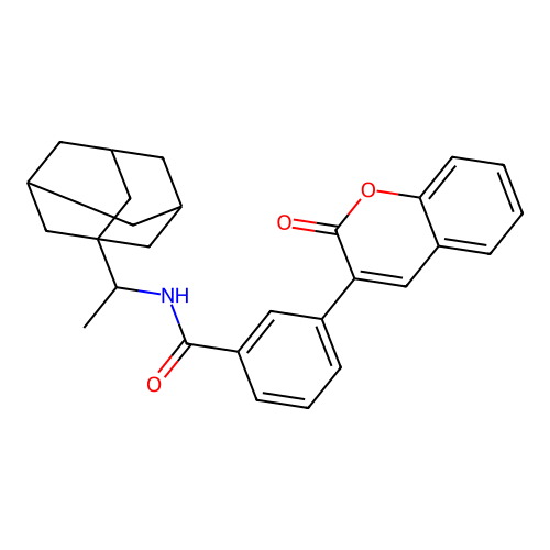 N-[1-(1-adamantyl)ethyl]-3-(2-oxochromen-3-yl)benzamide structure