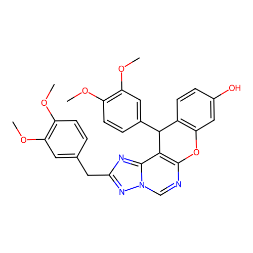 2-(3,4-dimethoxybenzyl)-12-(3,4-dimethoxyphenyl)-12H-chromeno[3,2-e][1,2,4]triazolo[1,5-c]pyrimidin-9-ol structure
