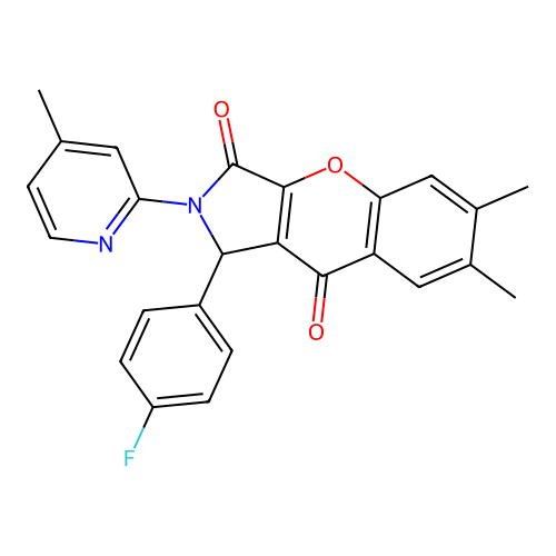 1-(4-fluorophenyl)-6,7-dimethyl-2-(4-methylpyridin-2-yl)-1,2-dihydrochromeno[2,3-c]pyrrole-3,9-dione structure