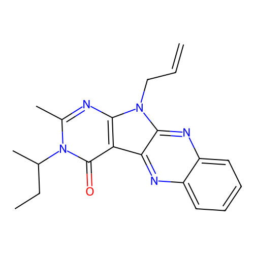 11-allyl-3-(sec-butyl)-2-methyl-3H-pyrimido[5',4':4,5]pyrrolo[2,3-b]quinoxalin-4(11H)-one structure