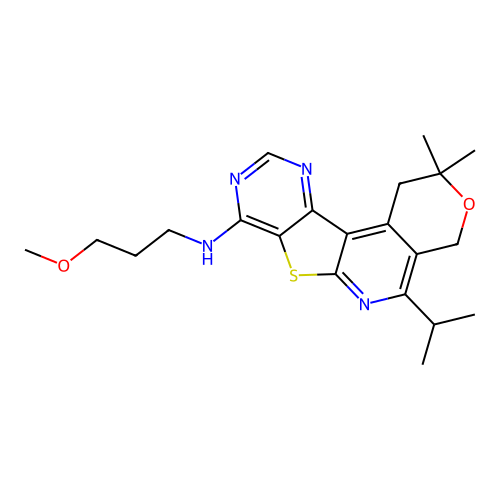5-isopropyl-N-(3-methoxypropyl)-2,2-dimethyl-2,4-dihydro-1H-pyrano[4'',3'':4',5']pyrido[3',2':4,5]thieno[3,2-d]pyrimidin-8-amine structure