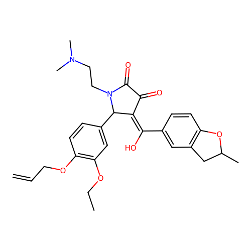 (4E)-1-(2-dimethylaminoethyl)-5-(3-ethoxy-4-prop-2-enoxyphenyl)-4-[hydroxy-(2-methyl-2,3-dihydro-1-benzofuran-5-yl)methylidene]pyrrolidine-2,3-dione structure