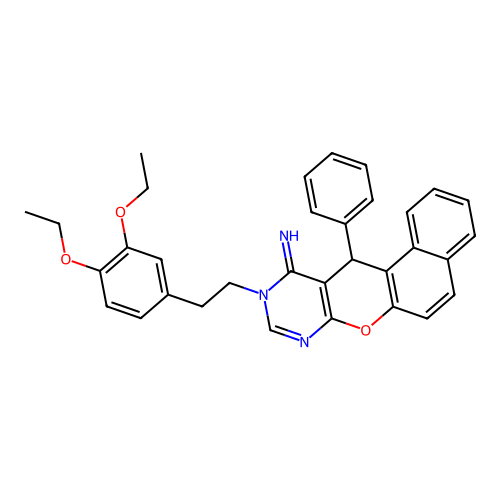 10-[2-(3,4-diethoxyphenyl)ethyl]-12-phenyl-10,12-dihydro-11H-benzo[5,6]chromeno[2,3-d]pyrimidin-11-imine structure
