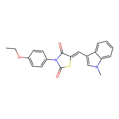 (Z)-3-(4-ethoxyphenyl)-5-((1-methyl-1H-indol-3-yl)methylene)thiazolidine-2,4-dione structure
