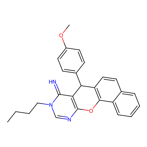 9-butyl-7-(4-methoxyphenyl)-7H-benzo[7,8]chromeno[2,3-d]pyrimidin-8(9H)-imine structure