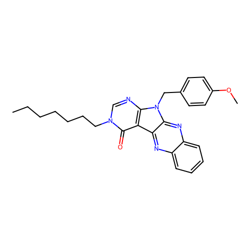 3-heptyl-11-(4-methoxybenzyl)-3H-pyrimido[5',4':4,5]pyrrolo[2,3-b]quinoxalin-4(11H)-one structure