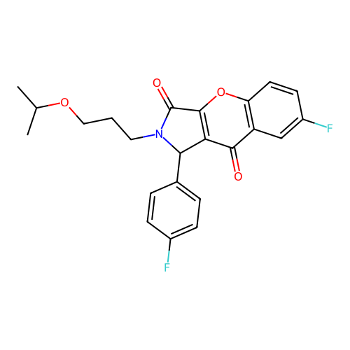 7-fluoro-1-(4-fluorophenyl)-2-(3-isopropoxypropyl)-1,2-dihydrochromeno[2,3-c]pyrrole-3,9-dione structure