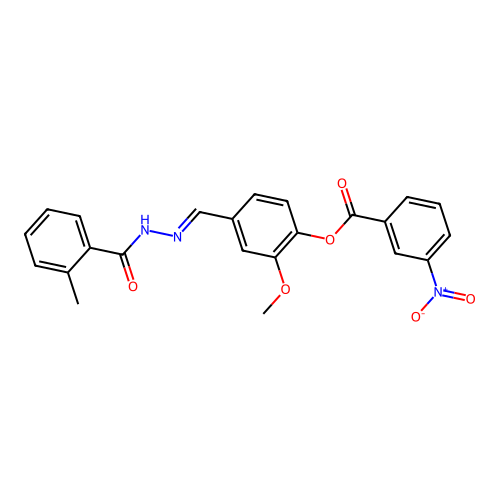 (E)-2-methoxy-4-((2-(2-methylbenzoyl)hydrazono)methyl)phenyl 3-nitrobenzoate structure