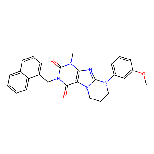 9-(3-methoxyphenyl)-1-methyl-3-(naphthalen-1-ylmethyl)-6,7,8,9-tetrahydropyrimido[2,1-f]purine-2,4(1H,3H)-dione structure
