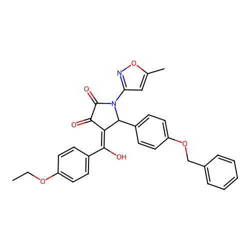 (4E)-4-[(4-ethoxyphenyl)-hydroxymethylidene]-1-(5-methyl-1,2-oxazol-3-yl)-5-(4-phenylmethoxyphenyl)pyrrolidine-2,3-dione structure