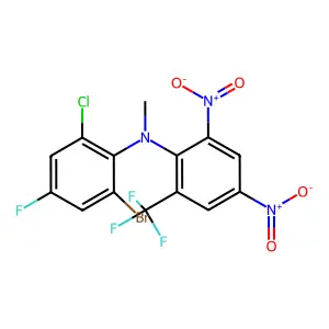 Benzenamine, 2-bromo-6-chloro-N-(2,4-dinitro-6-(trifluoromethyl)phenyl)-4-fluoro-N-methyl- structure