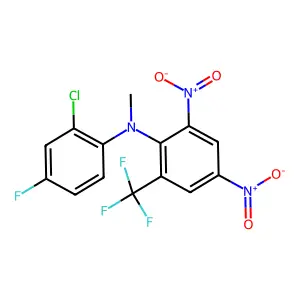 N-(2-Chloro-4-fluorophenyl)-N-methyl-2,4-dinitro-6-(trifluoromethyl)aniline structure