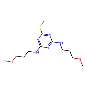 2,4-Bis((3-methoxypropyl)amino)-6-(methylthio)-s-triazine structure