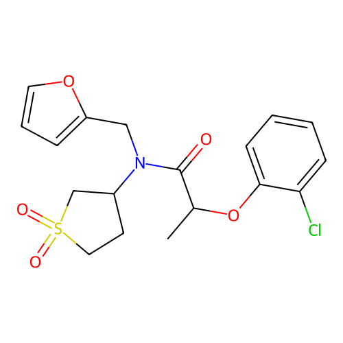 2-(2-chlorophenoxy)-N-(1,1-dioxidotetrahydrothiophen-3-yl)-N-(furan-2-ylmethyl)propanamide structure