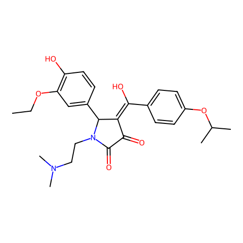 1-(2-dimethylaminoethyl)-5-(3-ethoxy-4-hydroxyphenyl)-4-[hydroxy-(4-propan-2-yloxyphenyl)methylidene]pyrrolidine-2,3-dione structure