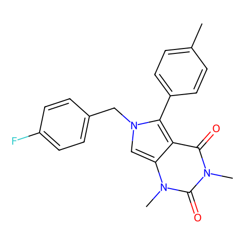 6-(4-fluorobenzyl)-1,3-dimethyl-5-(4-methylphenyl)-1H-pyrrolo[3,4-d]pyrimidine-2,4(3H,6H)-dione structure