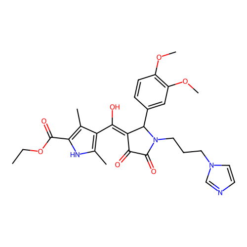 ethyl 4-(1-(3-(1H-imidazol-1-yl)propyl)-2-(3,4-dimethoxyphenyl)-4-hydroxy-5-oxo-2,5-dihydro-1H-pyrrole-3-carbonyl)-3,5-dimethyl-1H-pyrrole-2-carboxylate structure