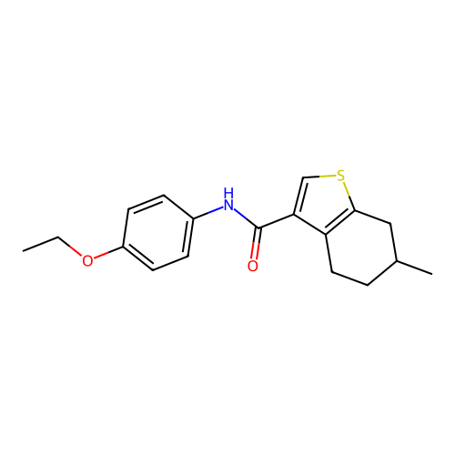 N-(4-ethoxyphenyl)-6-methyl-4,5,6,7-tetrahydro-1-benzothiophene-3-carboxamide structure